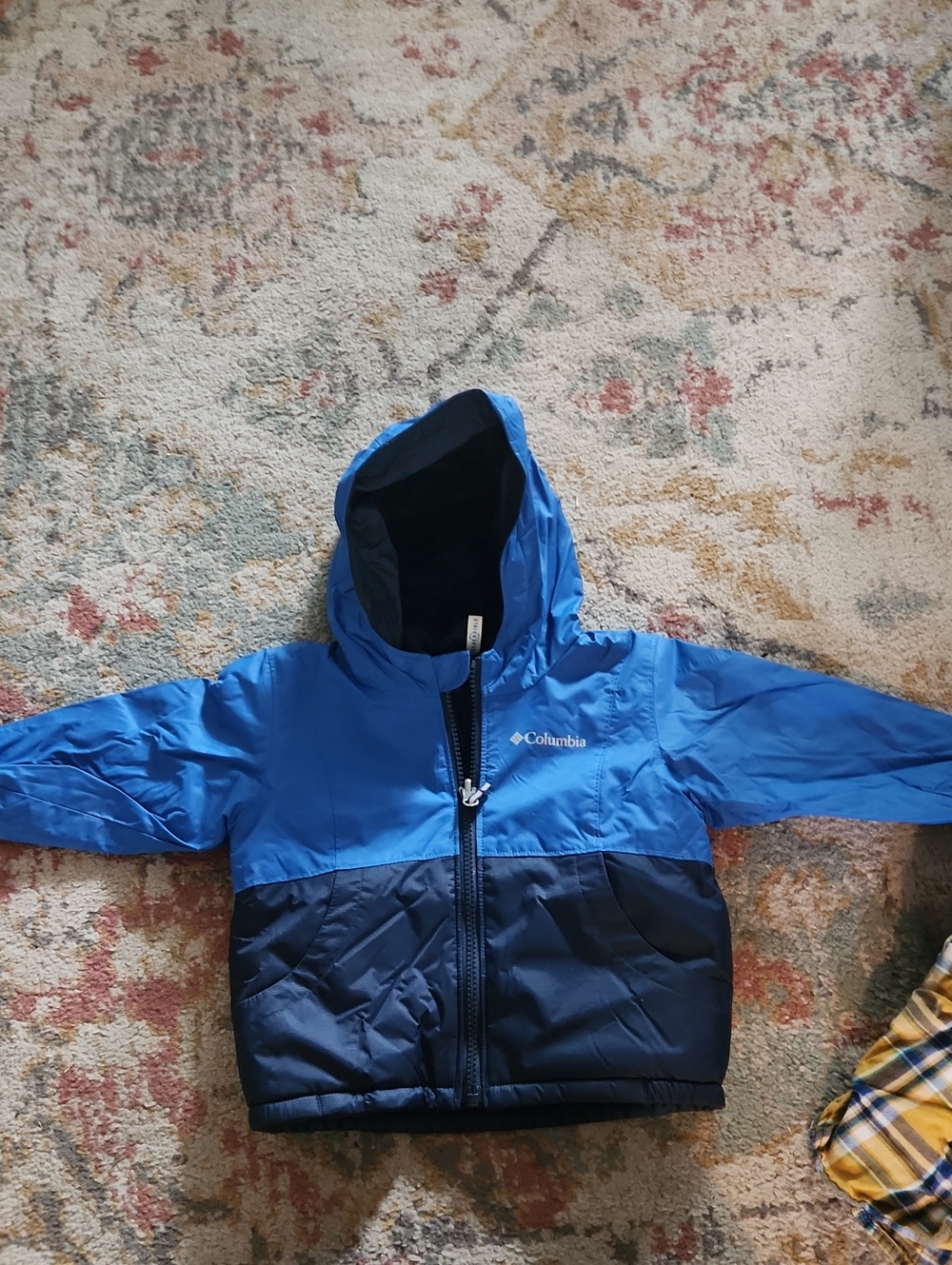 Columbia Blue and Navy Toddlers' Hooded Puffer Jacket **REVERSIBLE**